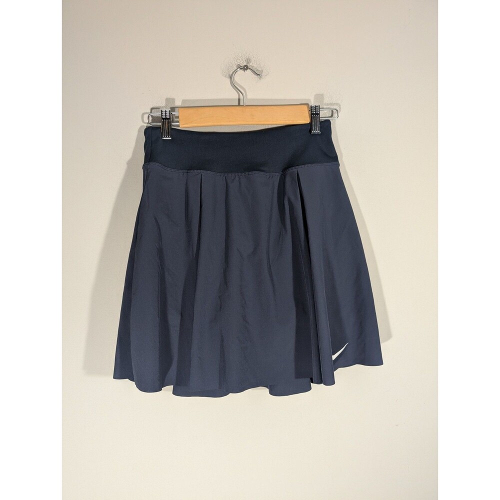 Nike Dri-Fit Womens Pleated Tennis Skirt Skort Navy Blue Sz S Athletic Golf